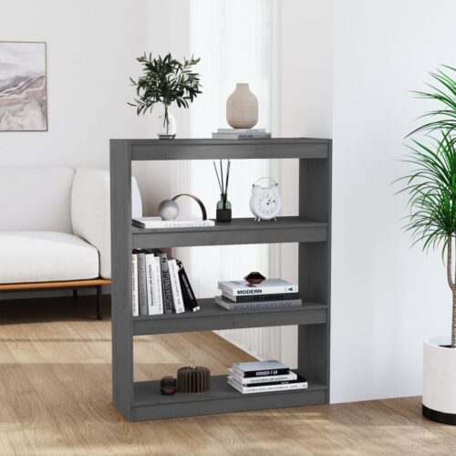 Book Cabinet/Room Divider Grey 80x30x103.5cm Solid Wood Pine