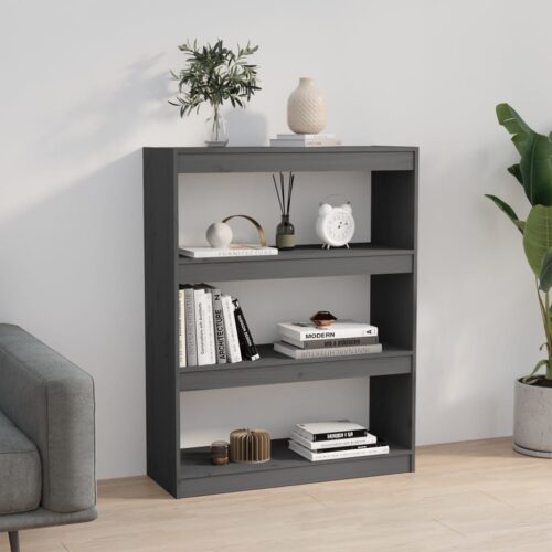 Book Cabinet/Room Divider Grey 80x30x103.5cm Solid Wood Pine - Image 4
