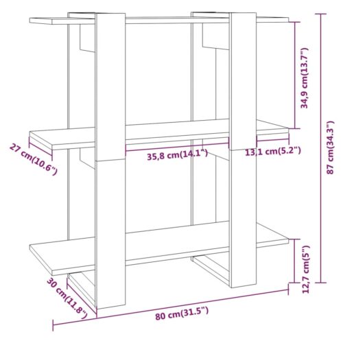 Book Cabinet/Room Divider Brown Oak 80x30x87cm - Image 7