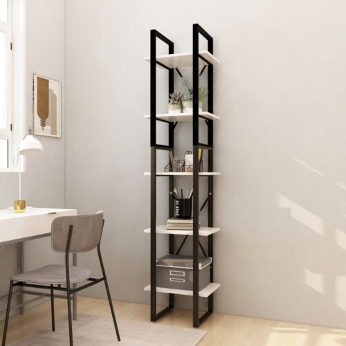 5-Tier Book Cabinet White 40x30x175cm Pinewood