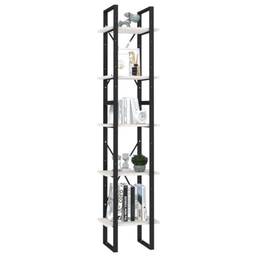 5-Tier Book Cabinet White 40x30x175cm Pinewood - Image 3