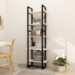 5-Tier Book Cabinet White 60x30x175cm Pinewood