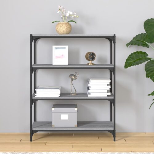 Book Cabinet Grey Sonoma 80x33x100cm Engineered Wood Steel - Image 3
