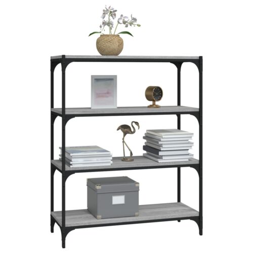 Book Cabinet Grey Sonoma 80x33x100cm Engineered Wood Steel - Image 4