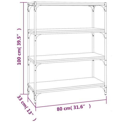 Book Cabinet Grey Sonoma 80x33x100cm Engineered Wood Steel - Image 9