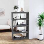 Book Cabinet/Room Divider Grey 80x30x135.5cm Solid Wood Pine