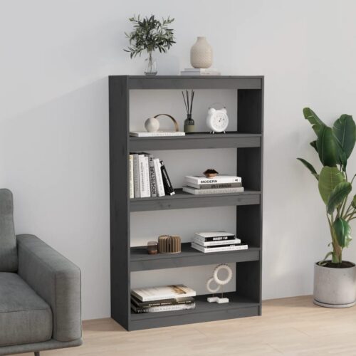 Book Cabinet/Room Divider Grey 80x30x135.5cm Solid Wood Pine - Image 3