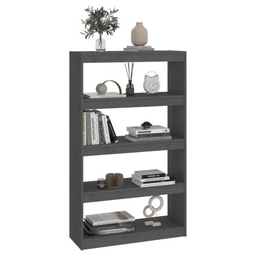 Book Cabinet/Room Divider Grey 80x30x135.5cm Solid Wood Pine - Image 4