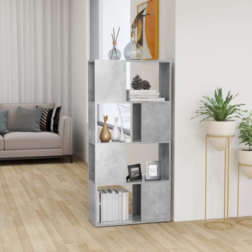 Book Cabinet Room Divider Concrete Grey 60x24x124.5cm