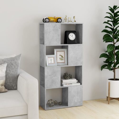 Book Cabinet Room Divider Concrete Grey 60x24x124.5cm - Image 3