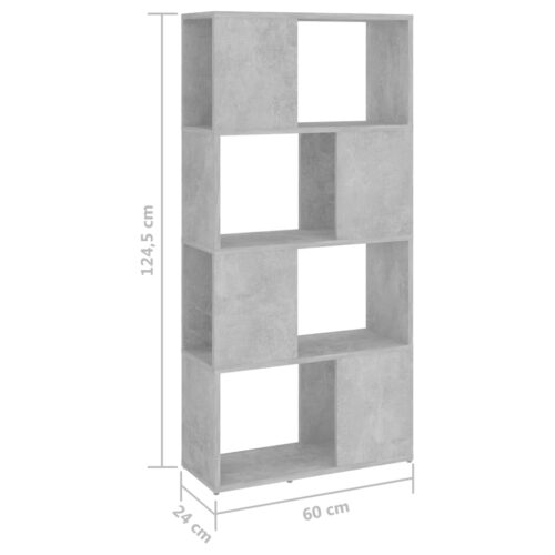 Book Cabinet Room Divider Concrete Grey 60x24x124.5cm - Image 7