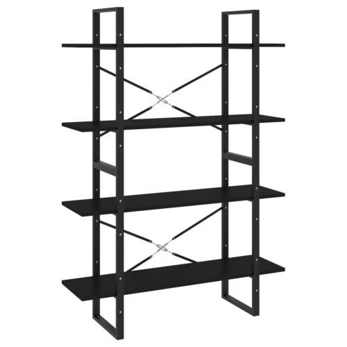 4-Tier Book Cabinet Black 100x30x140cm Engineered Wood - Image 2