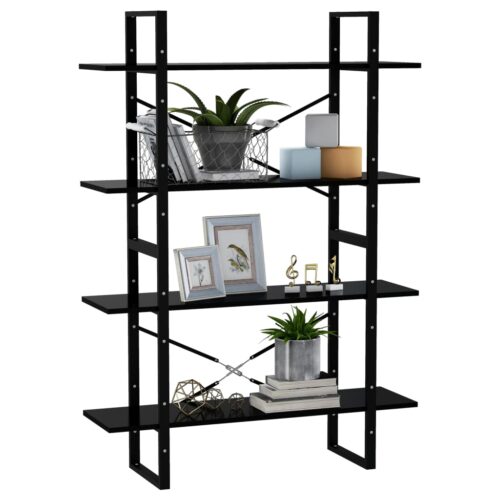 4-Tier Book Cabinet Black 100x30x140cm Engineered Wood - Image 4