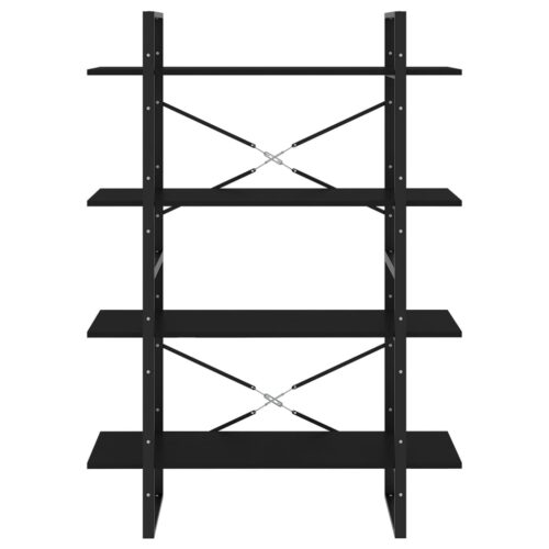 4-Tier Book Cabinet Black 100x30x140cm Engineered Wood - Image 5