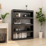 Book Cabinet/Room Divider Grey 100x30x135.5cm Solid Pinewood