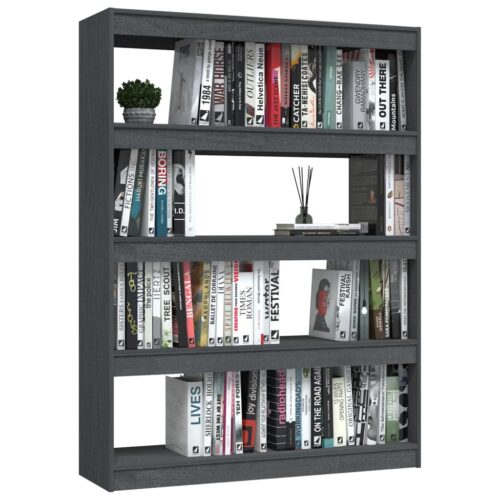 Book Cabinet/Room Divider Grey 100x30x135.5cm Solid Pinewood - Image 4