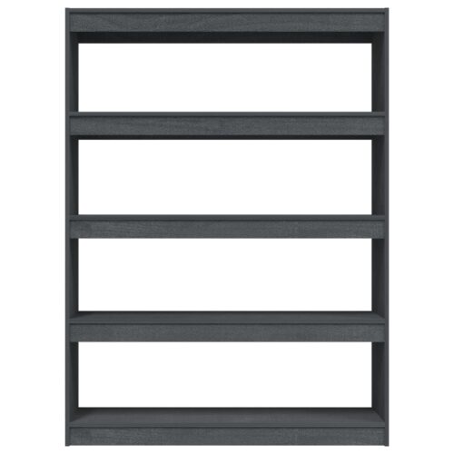 Book Cabinet/Room Divider Grey 100x30x135.5cm Solid Pinewood - Image 5