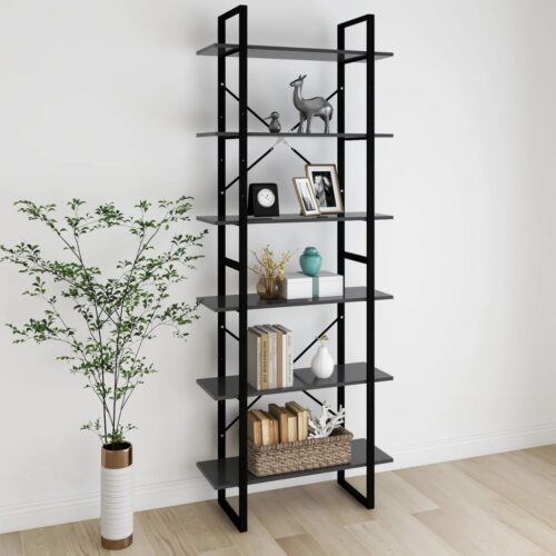 High Cabinet Grey 80x30x210cm Engineered Wood