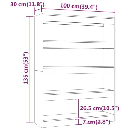 Book Cabinet/Room Divider Sonoma Oak 100x30x135cm - Image 8