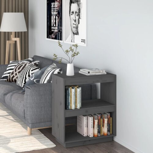 Book Cabinet Grey 60x35x71cm Solid Wood Pine