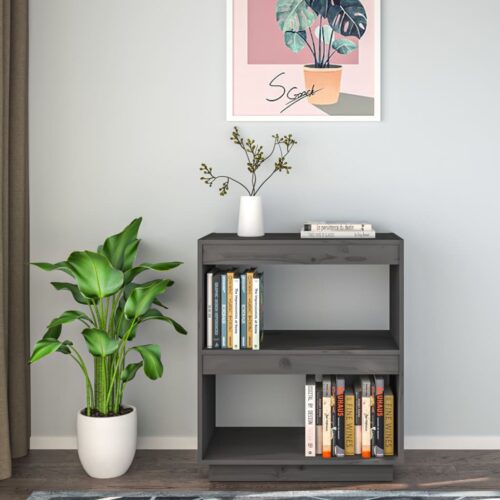 Book Cabinet Grey 60x35x71cm Solid Wood Pine - Image 3