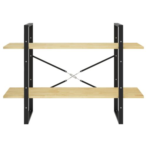 2-Tier Book Cabinet 100x30x70cm Solid Pine Wood - Image 5