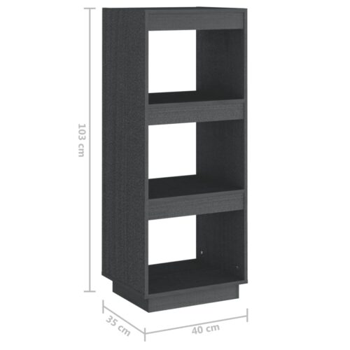 Book Cabinet/Room Divider Grey 40x35x103cm Solid Pinewood - Image 8