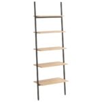 5-Tier Wall Leaning Ladder Bookshelf Display Storage Book Rack Stand Wood Shelf
