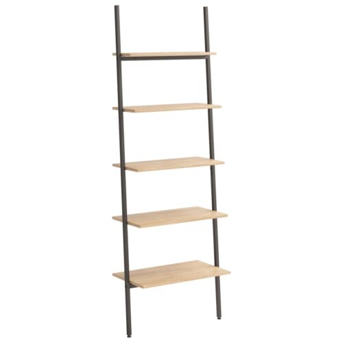 5-Tier Wall Leaning Ladder Bookshelf Display Storage Book Rack Stand Wood Shelf