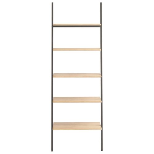 5-Tier Wall Leaning Ladder Bookshelf Display Storage Book Rack Stand Wood Shelf - Image 3