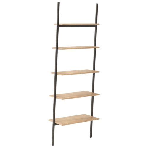 5-Tier Wall Leaning Ladder Bookshelf Display Storage Book Rack Stand Wood Shelf - Image 5