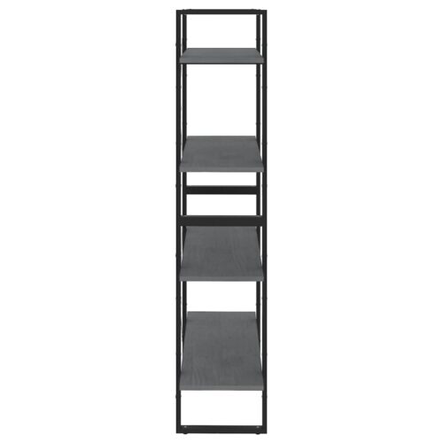 4-Tier Book Cabinet Grey 80x30x140cm Solid Pine Wood - Image 6