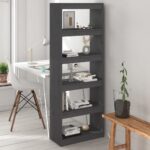 Book Cabinet/Room Divider Grey 60x30x167.5cm Solid Wood Pine