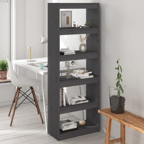 Book Cabinet/Room Divider Grey 60x30x167.5cm Solid Wood Pine