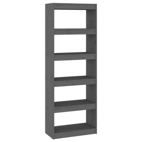 Book Cabinet/Room Divider Grey 60x30x167.5cm Solid Wood Pine - Image 2