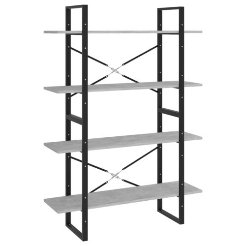 4-Tier Book Cabinet Concrete Grey 100x30x140cm Engineered Wood - Image 2