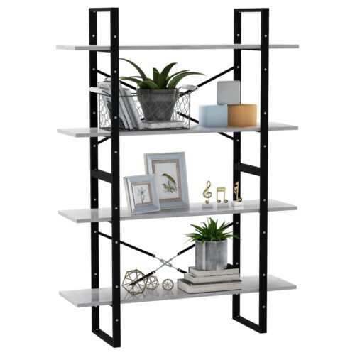 4-Tier Book Cabinet Concrete Grey 100x30x140cm Engineered Wood - Image 4