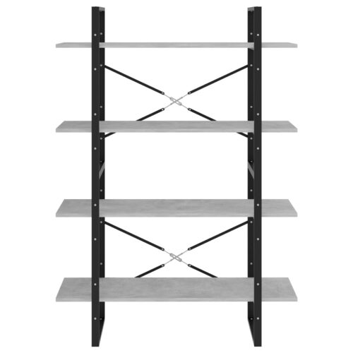 4-Tier Book Cabinet Concrete Grey 100x30x140cm Engineered Wood - Image 5