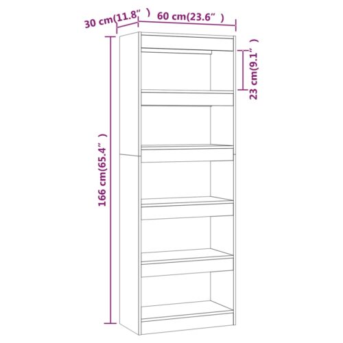Book Cabinet/Room Divider Smoked Oak 60x30x166cm Engineered Wood - Image 7
