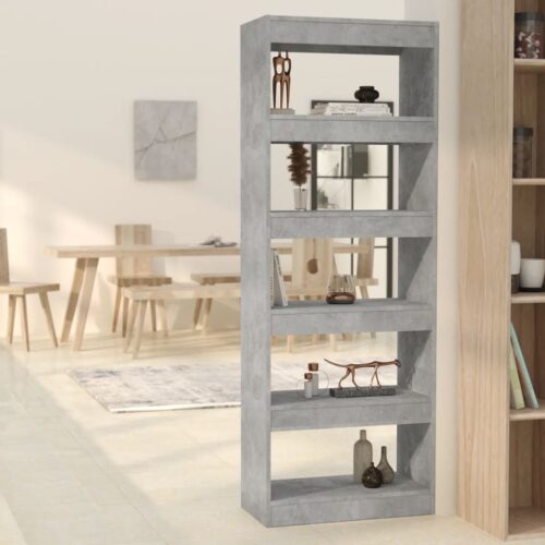 Book Cabinet/Room Divider Concrete Grey 60x30x166cm Engineered Wood - Image 8