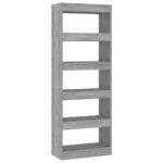 Book Cabinet/Room Divider Concrete Grey 60x30x166cm Engineered Wood