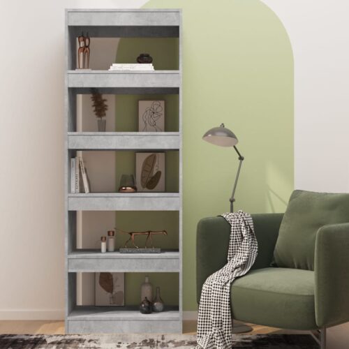Book Cabinet/Room Divider Concrete Grey 60x30x166cm Engineered Wood - Image 9