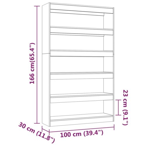 Book Cabinet/Room Divider Grey Sonoma 100x30x166cm - Image 7