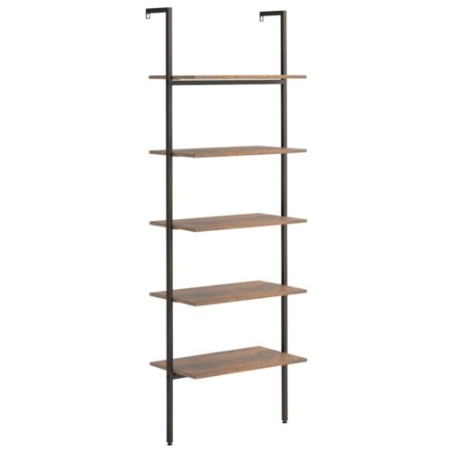 5-Tier Leaning Shelf Dark Brown Black 64x35x185cm - Image 2