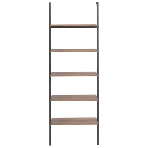5-Tier Leaning Shelf Dark Brown Black 64x35x185cm - Image 3
