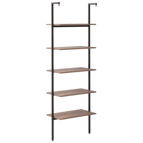 5-Tier Leaning Shelf Dark Brown Black 64x35x185cm - Image 5