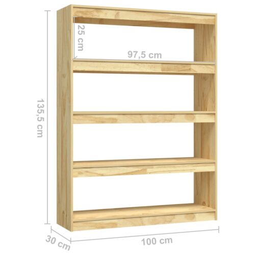 Book Cabinet/Room Divider 100x30x135.5cm Solid Pinewood - Image 8