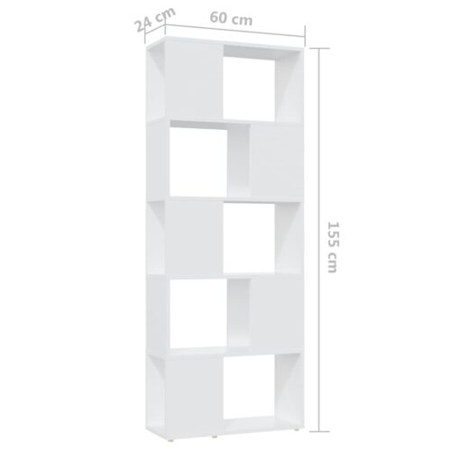 Book Cabinet Room Divider White 60x24x155cm Engineered Wood - Image 7