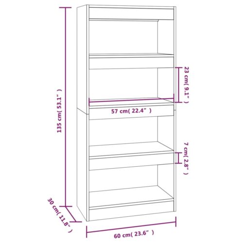 Book Cabinet/Room Divider Grey Sonoma 60x30x135cm Engineered Wood - Image 7