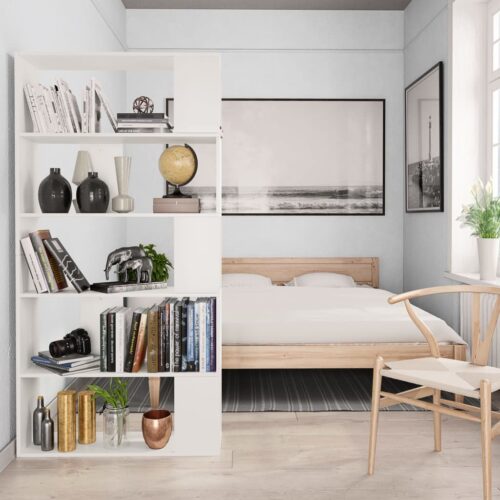 Book Cabinet/Room Divider White 80x24x159cm Engineered Wood - Image 4